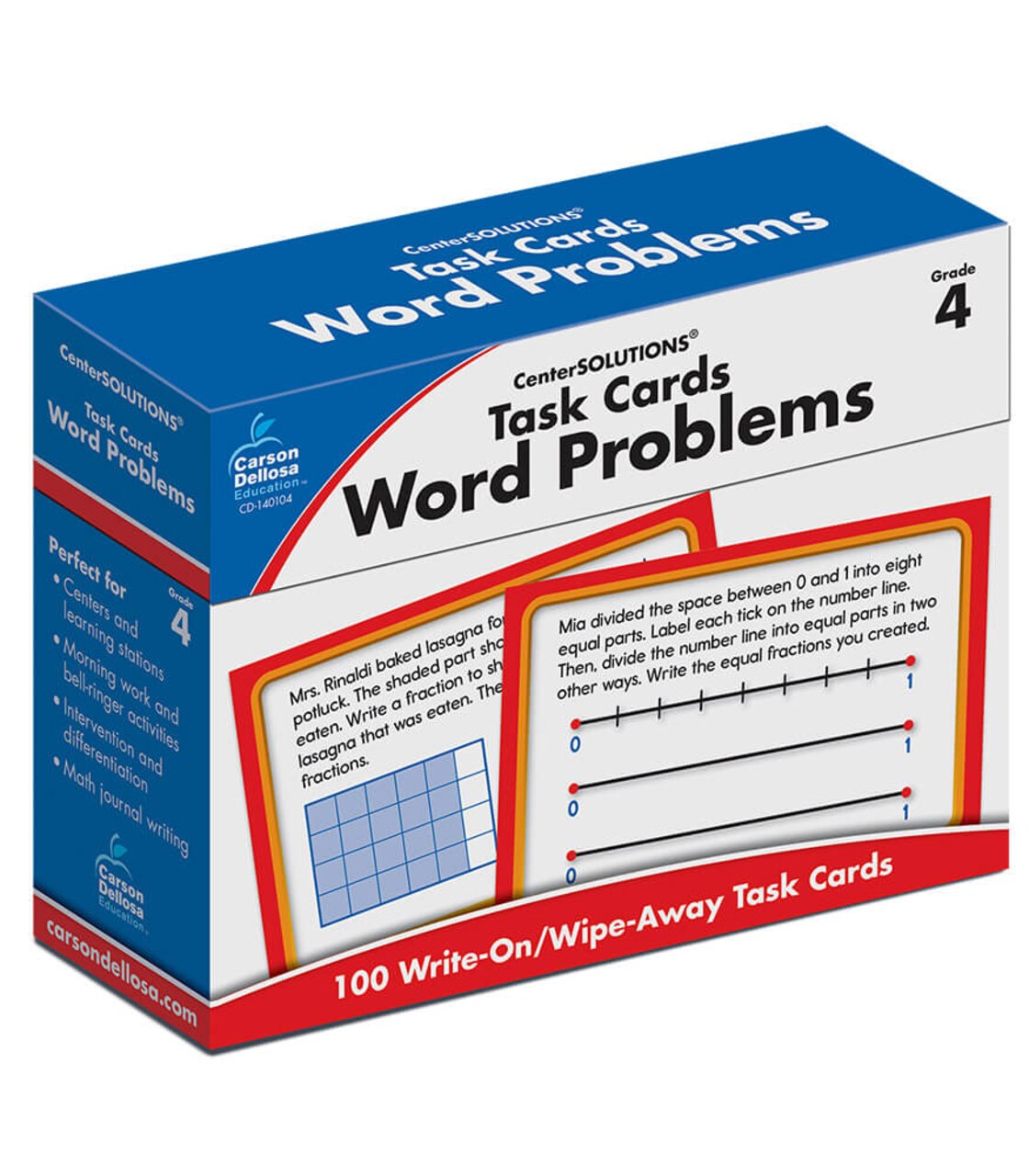 Carson Dellosa Task Cards: Word Problems, Grade 4 Learning Cards
